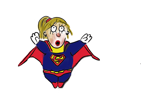 Cartoon-Figur Superwomen fliegend